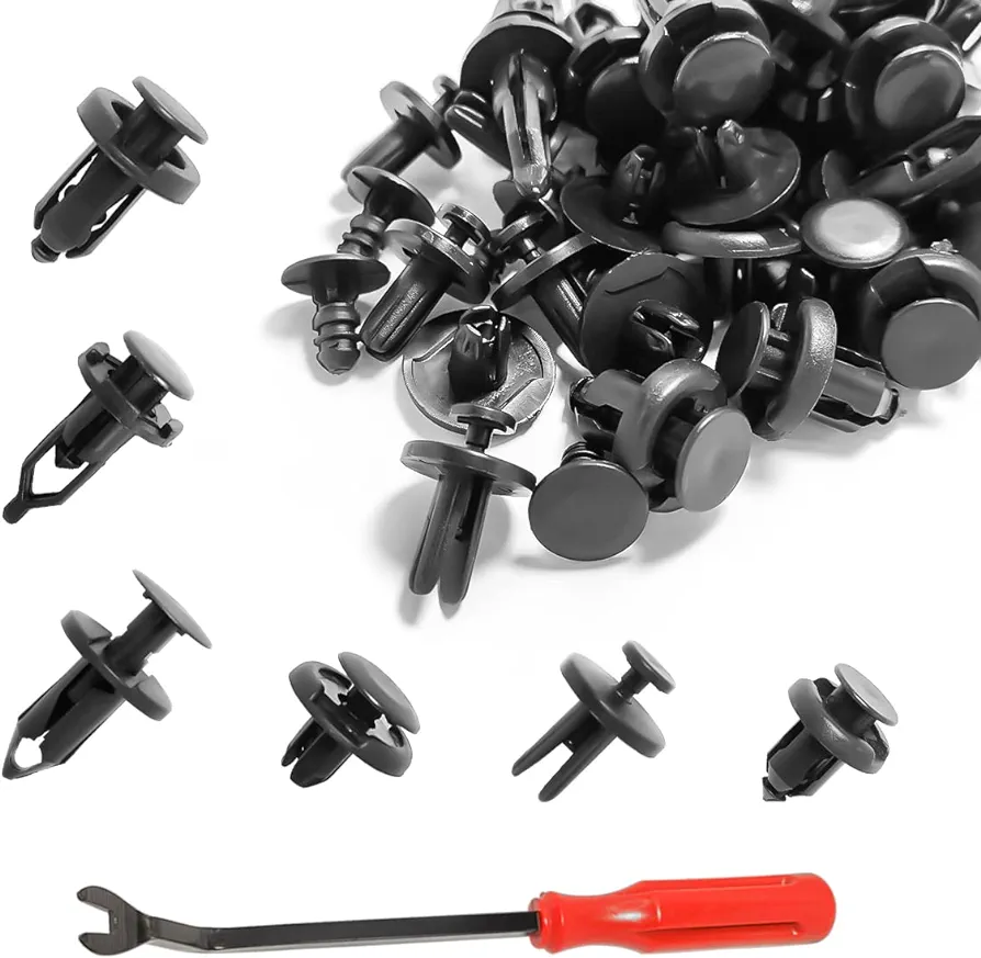 120pcs Retainer Clips Push Type Retainers 6.3mm 8mm 9mm 10mm Expansion Screws Replacement Kit, Plastic Bumper Push Rivets Fastener with Remover Fit for GMC Ford Toyota Honda Acura (120)