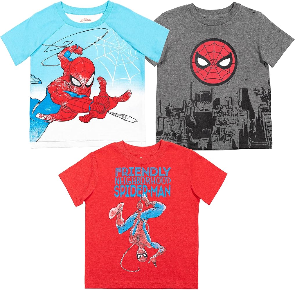 Marvel Spider-Man Spider-Gwen Miles Morales 3 Pack T-Shirts Toddler to Big Kid