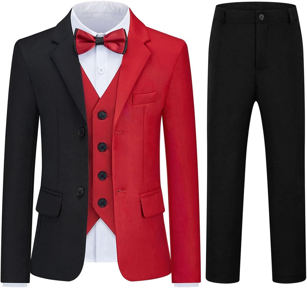 Boys Suits 3 Piece Formal Kids Tuxedo Suits for Boys Slim Fit Casual Ring Bearer Outfit with Blazer Jacket Pants and Vest