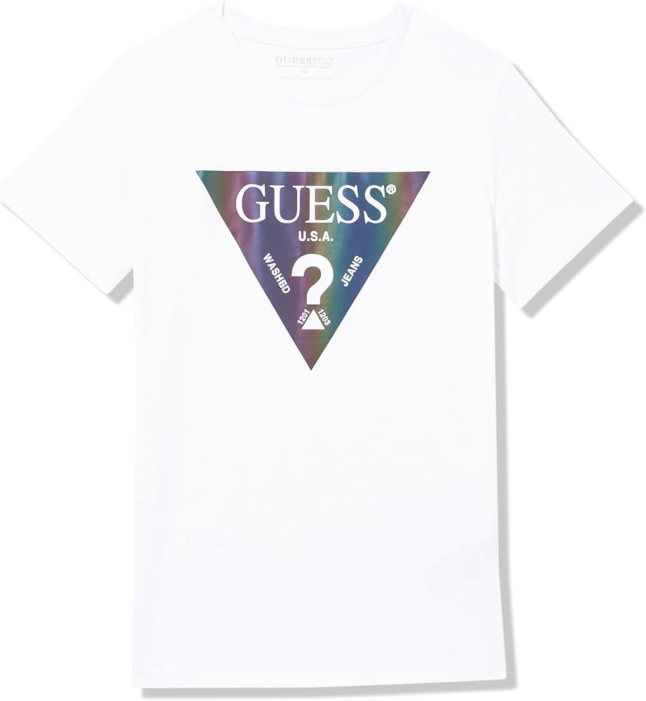 GUESS Boys' Organic Cotton Iridescent Logo T-Shirt