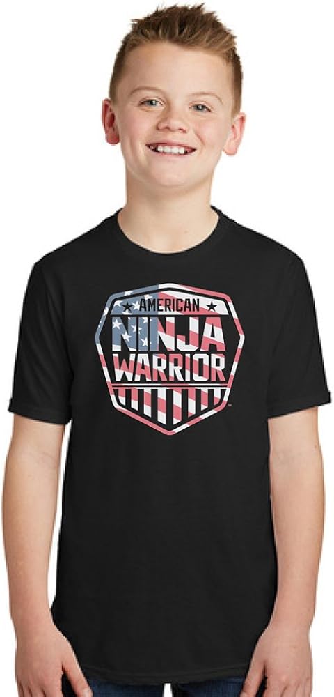 American Ninja Warrior Americana Youth T-Shirt for “Warriors in Training” - 100% Cotton - Short Sleeve T-Shirt