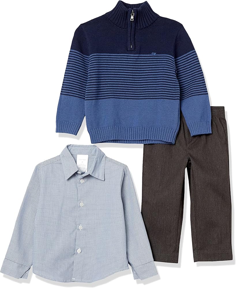 Calvin Klein boys 3-piece Sweater, Dress Shirt, and Pants Set