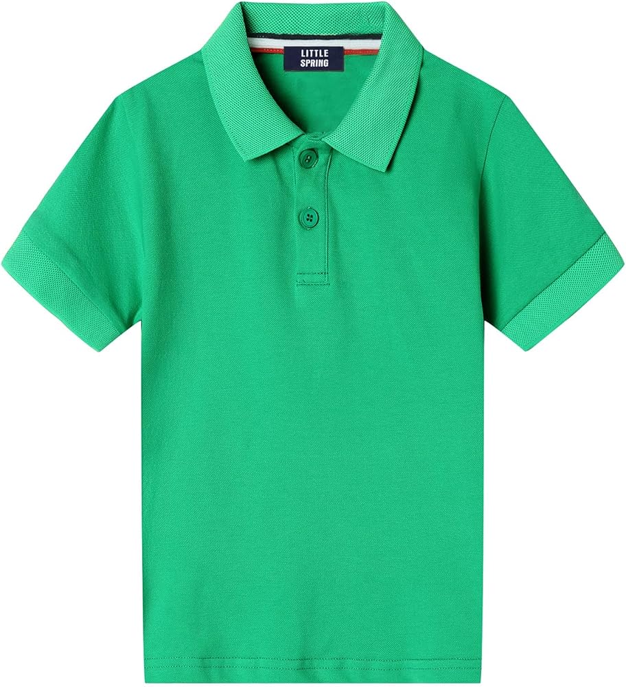 LittleSpring Kids School Uniform Pique Polo Shirts Short Sleeve