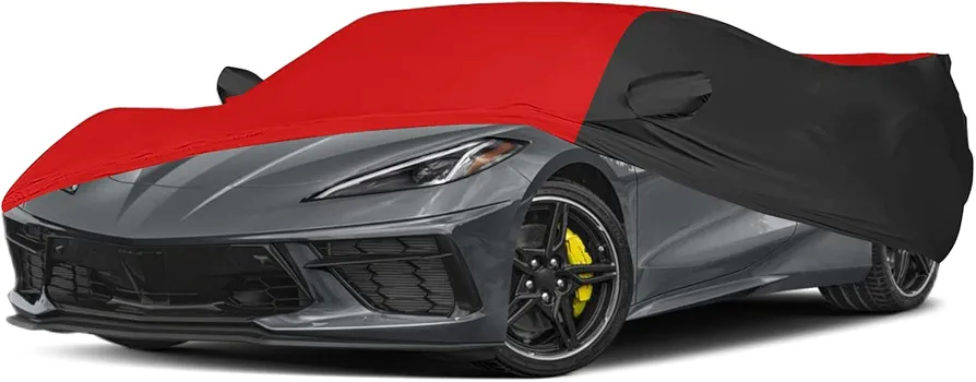 Indoor Car Cover Replace for 2020-2024 Corvette C8, Luxurious Stretch Satin Ultimate Custom-fit Indoor Breathable Car Cover for Dust-Proof, Underground Garage, Car Show (C8)