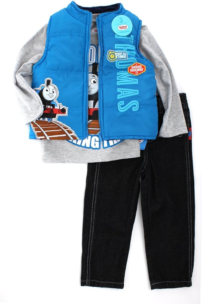 Thomas The Train Little Boys' Toddler 3pc Vest Set Right on Time Blue