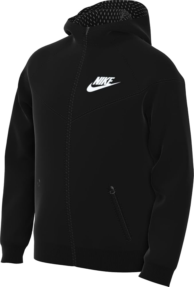 Nike Boy's NSW Windrunner Jacket (Big Kids) Black/Black/Black/White SM (8 Big Kid)