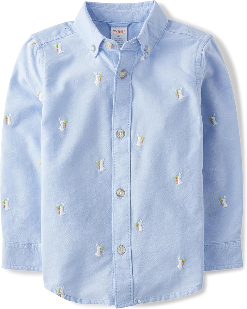 Gymboree,and Toddler Long Sleeve Button Up Shirts,Spring Blue,8