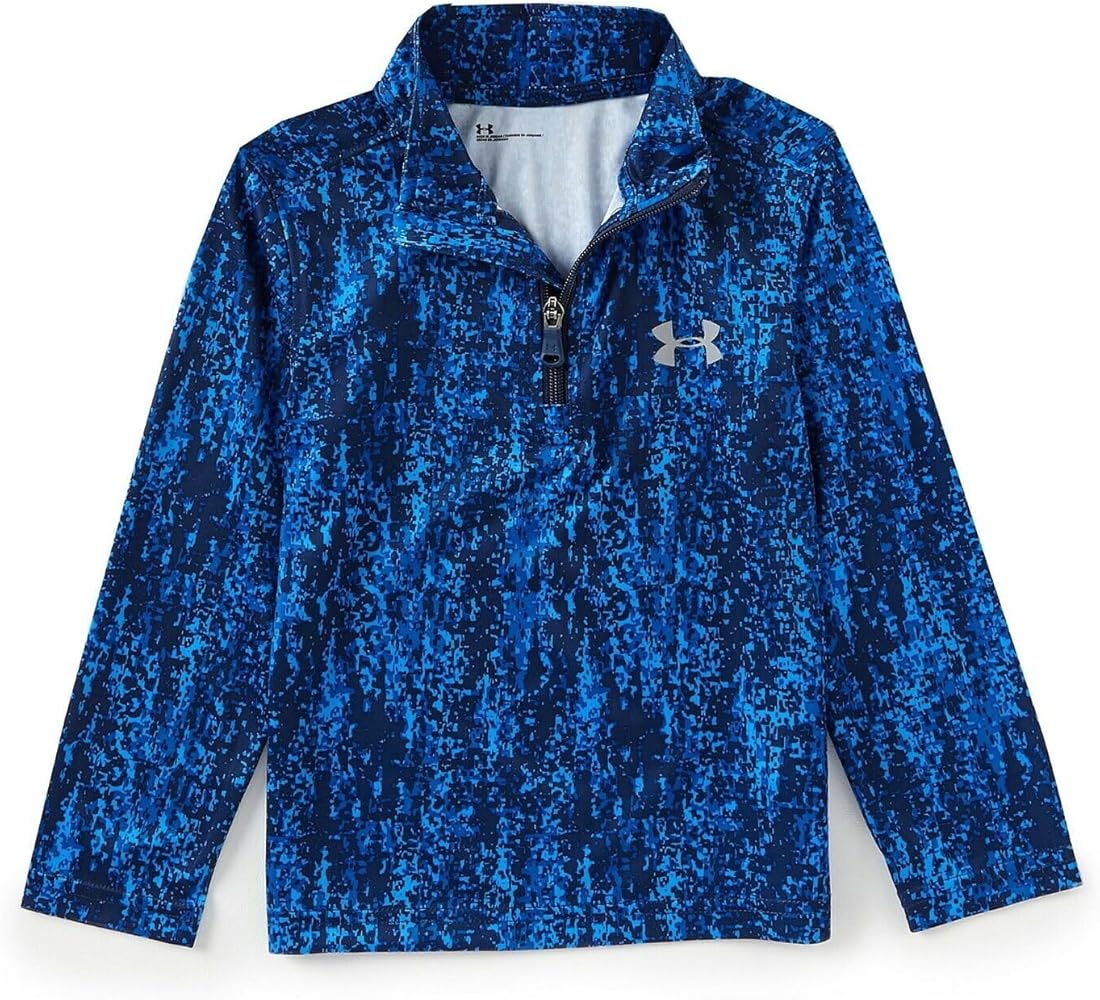 Under Armour Boys' Printed Quarter-Zip Sweatshirt Little Kid (US, Numeric, 7, Regular, Blue Circuit)