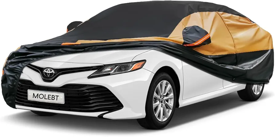 Multilayers Sedan Car Cover Waterproof All Weather for Automobiles, Heavy Duty Outdoor Full Exterior Covers Zipper Cotton, A3-Fit Toyota Corolla, Honda Civic/Insight, Hyundai Elantra Cruze etc