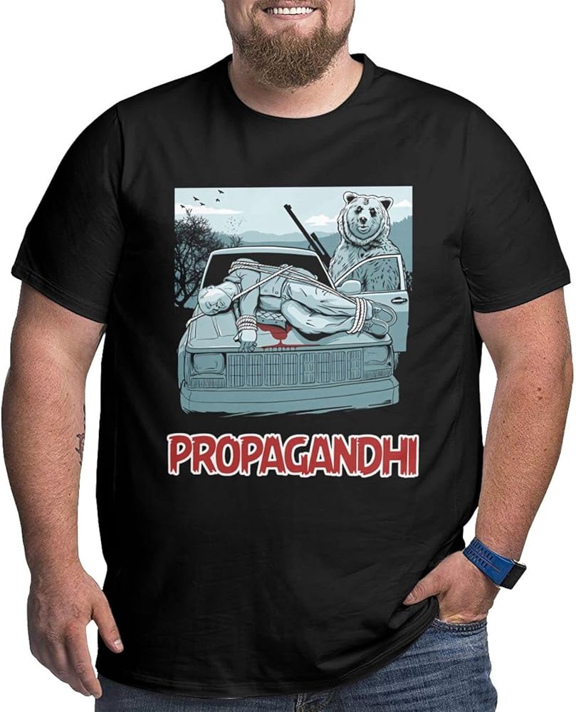 Beahala Propagandhi Big Size T Shirt Men's Leisure Round Neck Tops Plus Size Short Sleeves Tee