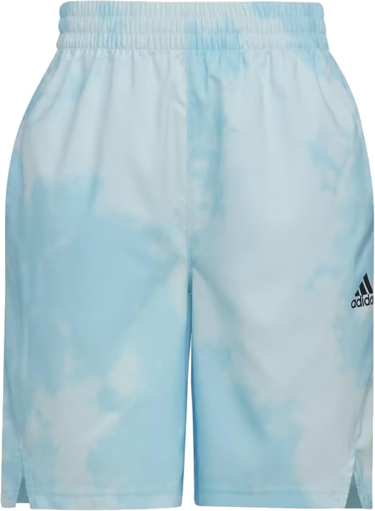 adidas Boys' Axis Performance Shorts with Drawstring (Almost Blue Tie-Dye, X-Large, XL, 18/20)