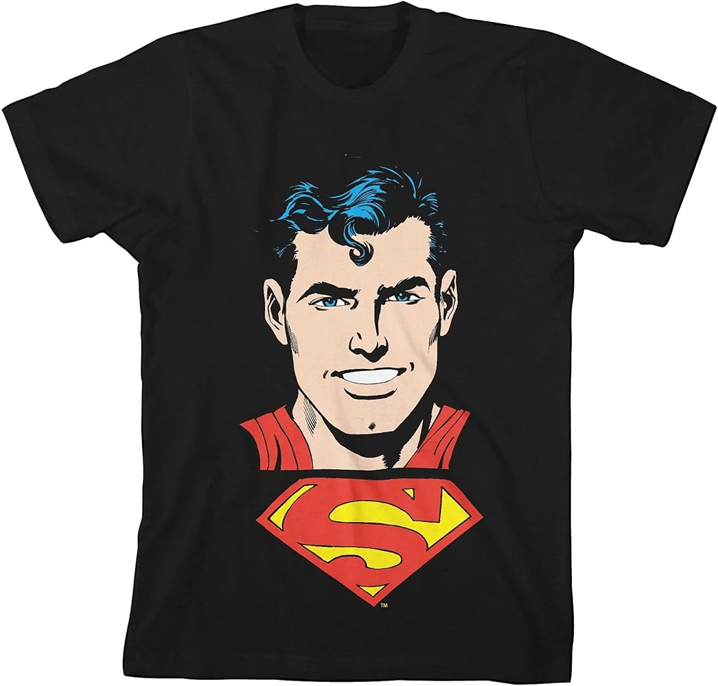 DC Comic Book Superman Black Graphic Tee Shirt Toddler Boy to Youth Boy