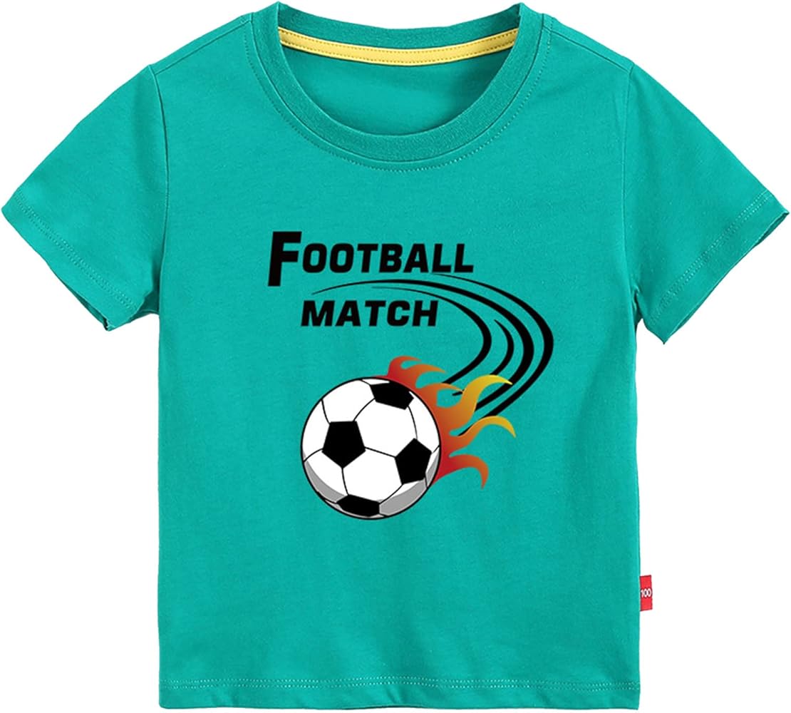 Toddler Kids Girls Boys Football Cartoon 3D Prints Loose Tops Soft Short Sleeve T Shirt Tee Tops Clothes Short Sleeve Shirt Teen (Green, 9-10 Years)