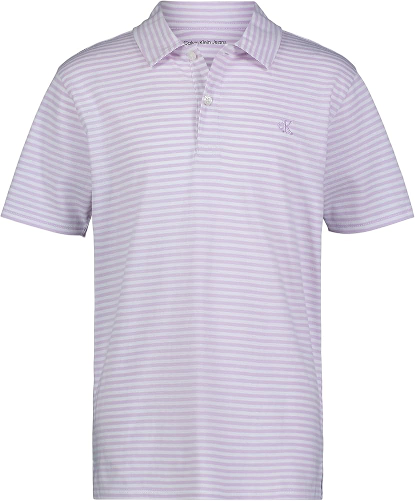 Calvin Klein Boys' Short Sleeve Fashion Polo, Button Closure, Soft & Comfortable