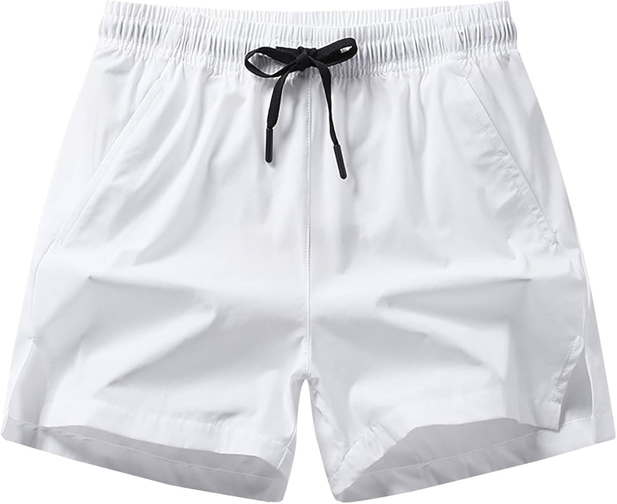 Summer Lightweight Shorts 5 Inch Drawstring Elastic Waist Athletic Shorts Beach Gym Workout Running Quick Dry Shorts