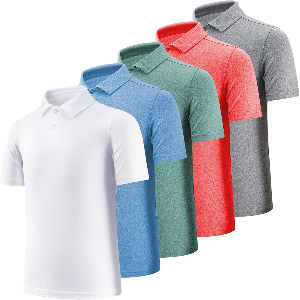 BALENNZ Boy's Golf Polo Shirt School Uniform - Moisture Wicking Athletic Short Sleeve Active Performance Polo Shirts