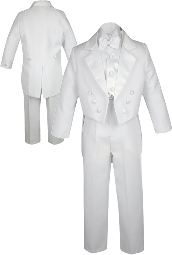 Boys Suits White Bow Tie Vest Sets Tail Outfit Tuxedos Baby Toddler Teens