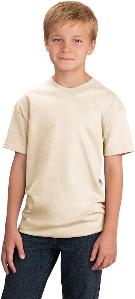 Port & Company Boys 5.4-oz 100% Cotton T-Shirt, XL, Natural