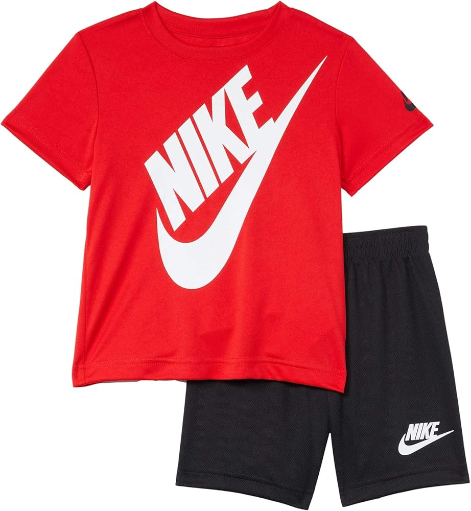 Nike Boy's Dri-FIT Logo Graphic T-Shirt & Shorts Two-Piece Set (Little Kids) Black/University Red 5 Little Kid