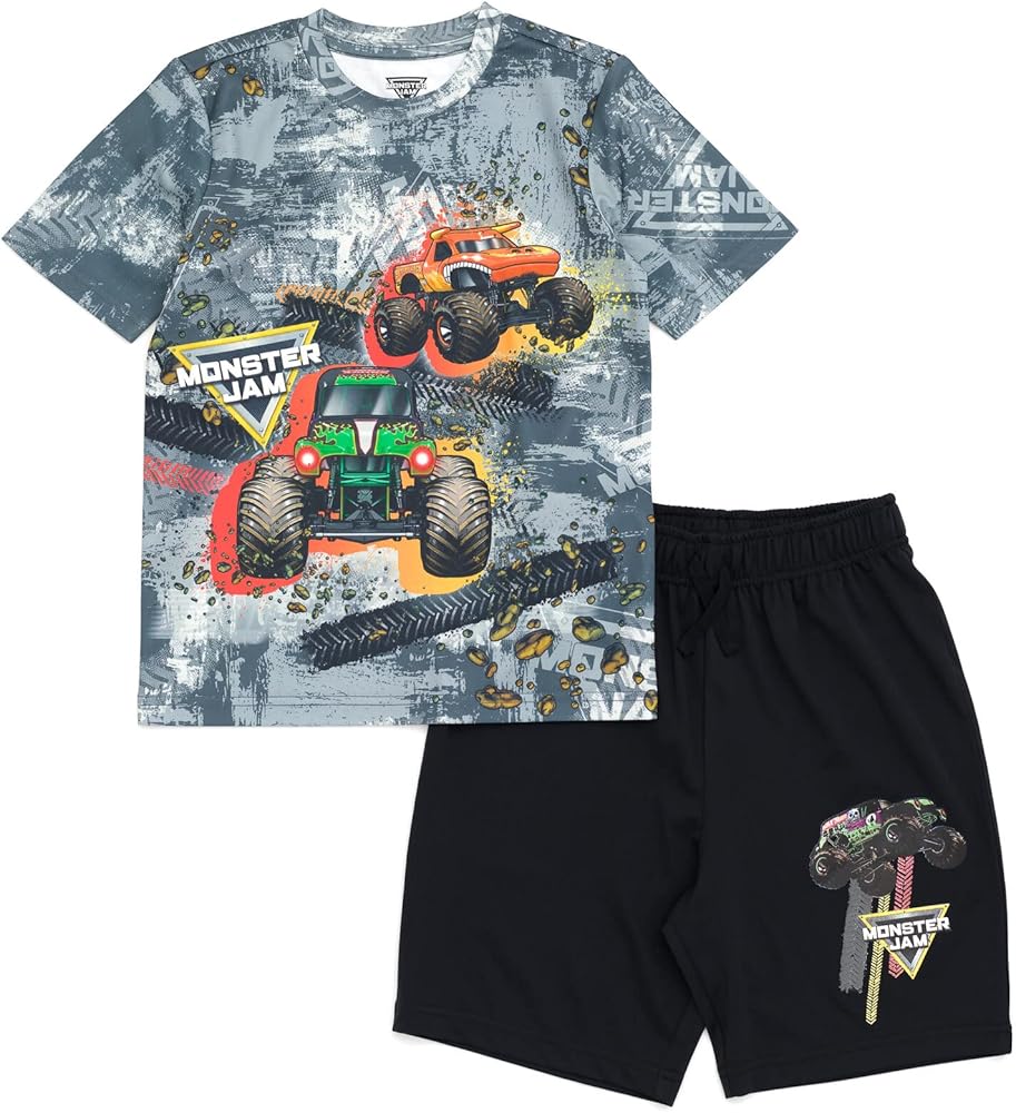 Monster Jam Maximum Destruction Megalodon El Toro Loco T-Shirt and Shorts Outfit Set Toddler to Big Kid