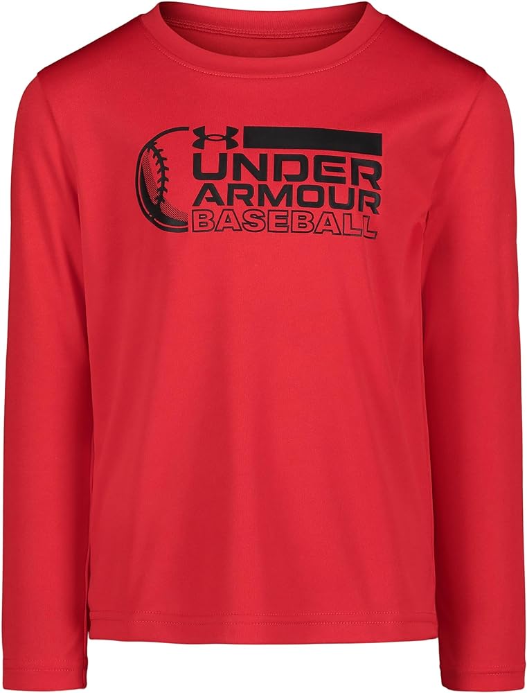 Under Armour Boys Long Sleeve Shirt, Crewneck, Lightweight and Breathable, Red Baseball, 7 US