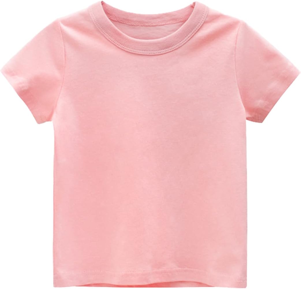 Toddler Kids Girls Boys Short Sleeve Basic T Shirt Casual Summer Tees Shirt Tops Solid Color Boys Tee Shirts 8