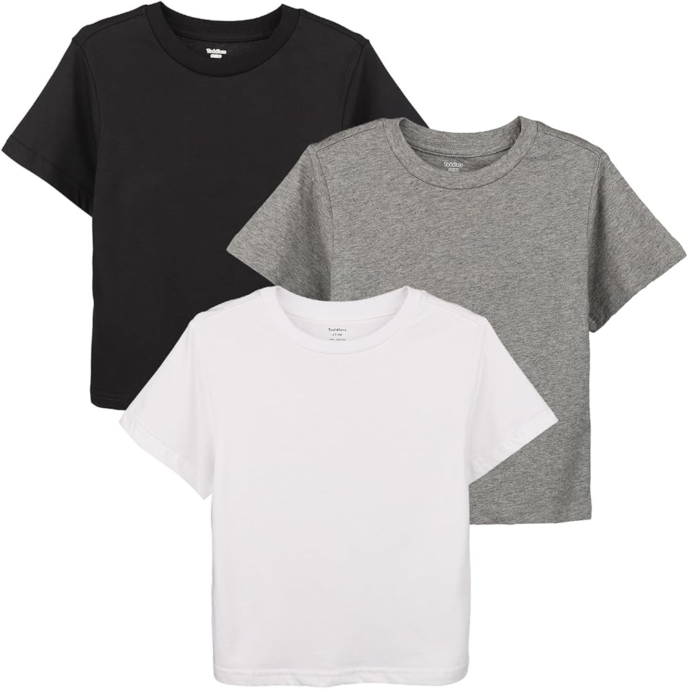 Boys' Short Sleeve Tees Cotton Casual Crewneck Summer Top Clothes T-Shirts Pack of 3