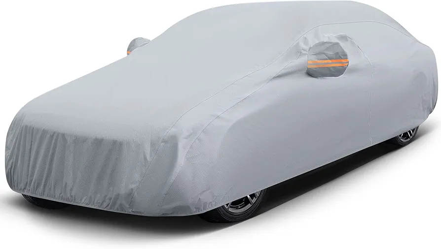 Windproof and Dustproof Car Cover for Outdoor and Indoor, 3 Layers Breathable Heavy Duty Fabric with UV Protection, Universal Fit for Compact Coupe or Sedan up to 190 inch