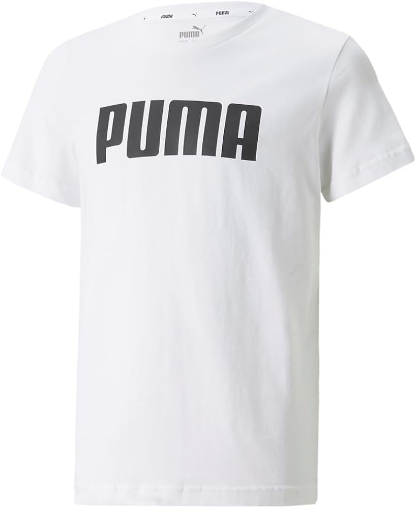 Puma Kids Boys Essentials Logo Crew Neck Short Sleeve Athletic Tops Casual - White