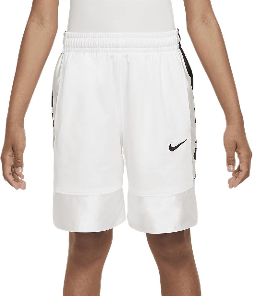 Nike Dri-FIT Elite 23 Big Kids' (Boys') Basketball Shorts (White/Black, FD4004-100) Size X-Small