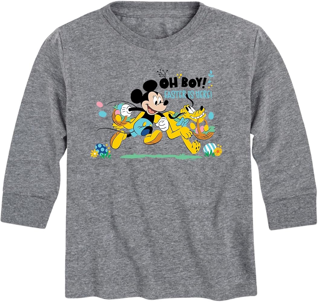 Disney Mickey & Friends - Oh Boy Easter is Here - Youth Long Sleeve Graphic T-Shirt