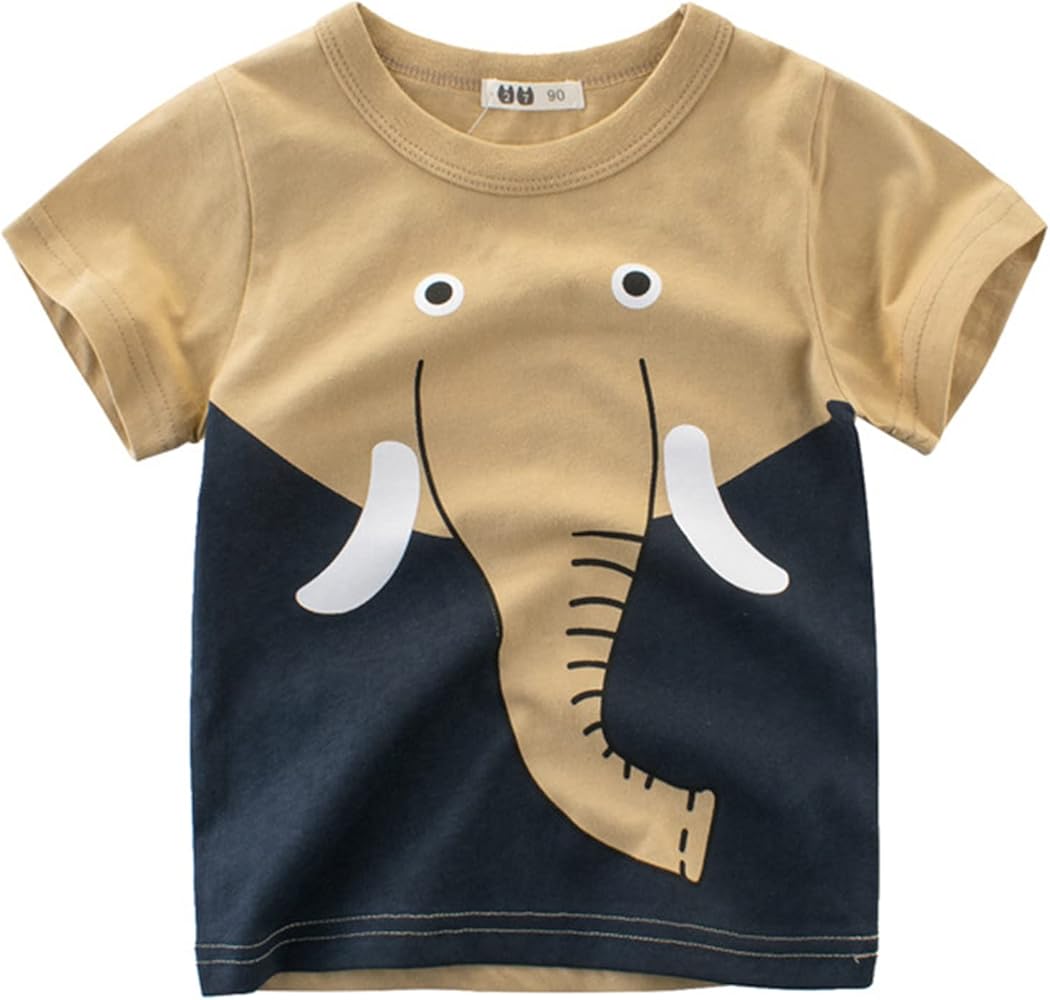 POLG Toddler Boys Short Sleeve Crewneck T-Shirts Top Tee Cartoon Dinosaur Graphic Shirts Cotton Summer Clothes 1-7 Years