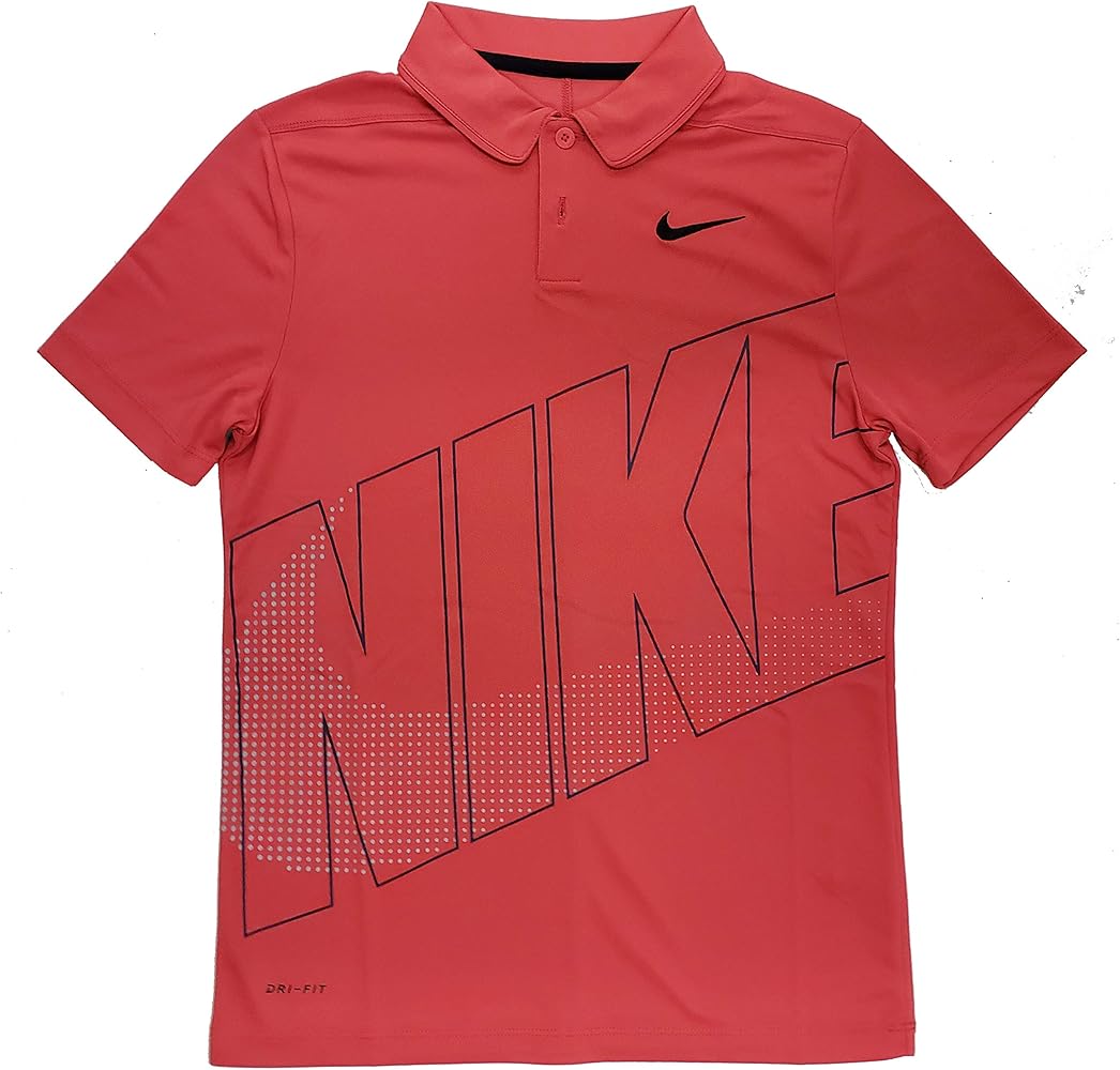 Nike Dry Boy's Dri-Fit Golf Polo Tropical Pink Black AA3336 691 (m)