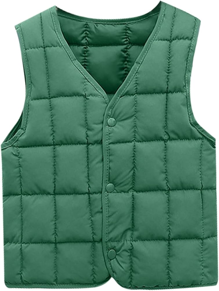 Toddler Boys Girls Down Vest Autumn/Winter Front Buckle Solid Color Children's Vest Girls Size 6 Long Sleeve