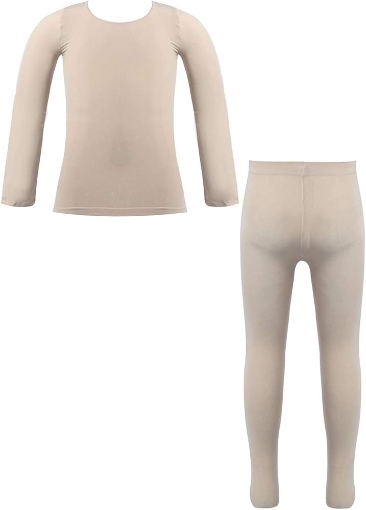 Thermal Underwear Girls Boys Long John Set Fleece Lined Kids Base Layer Thermals Sets Ballet Dance Undergarments