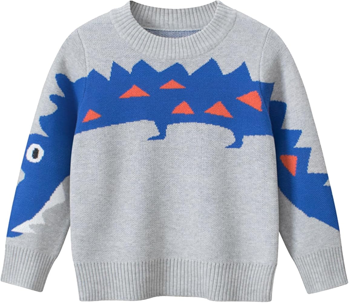 Autumn Winter Toddler Boys Girls Long Sleeve Cartoon Dinosaur Casual Knitwear Tops Hoodie Pullover For Kids