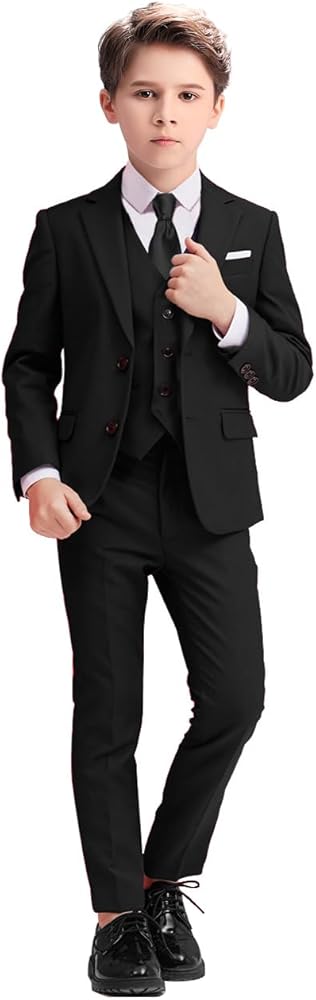 Boys Suits 5 Piece Slim Fit Suit for Kids Formal Ring Bearer Suits