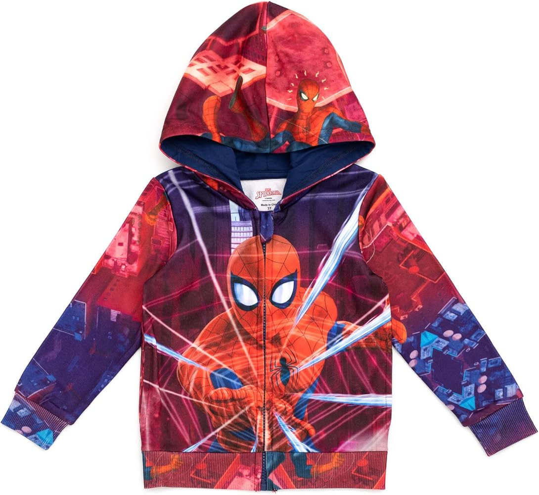 Marvel Spider-Man Fleece Zip Up Cosplay Hoodie Toddler to Big Kid