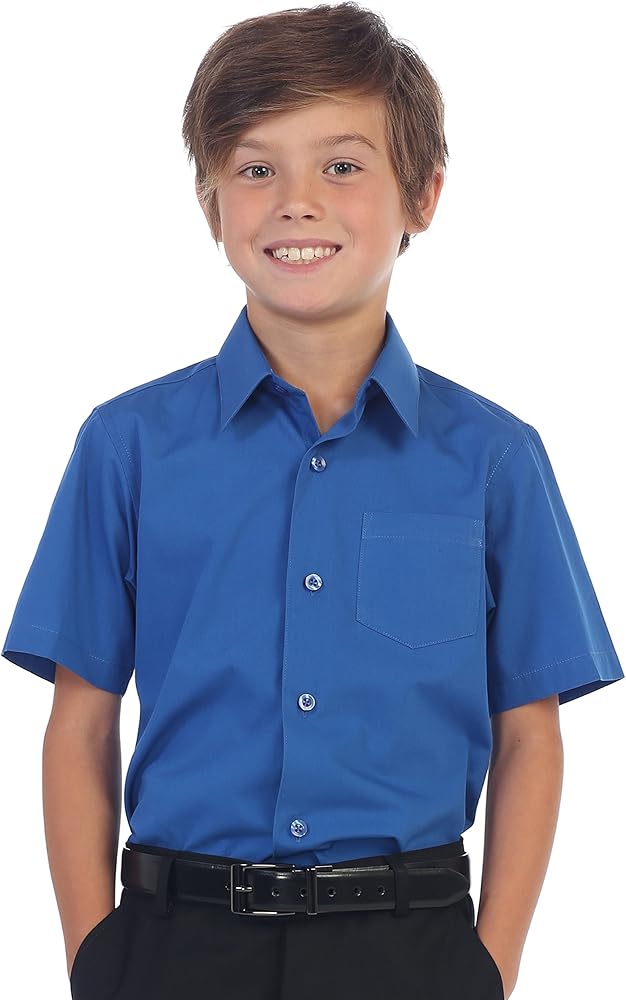 Gioberti Boy's Short Sleeve Solid Dress Shirt