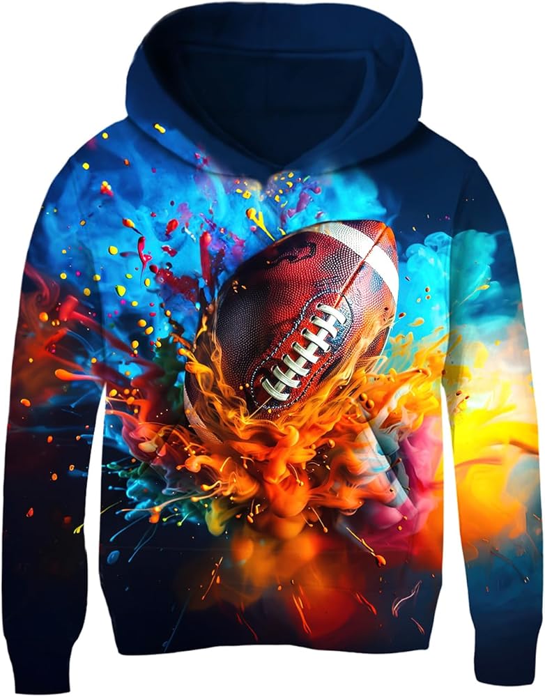 uideazone Hoodies for Boys Girls 3d Printed Hooded Sweatshirts Long Sleeve Pullover Hoody with Pocket 3-16Y