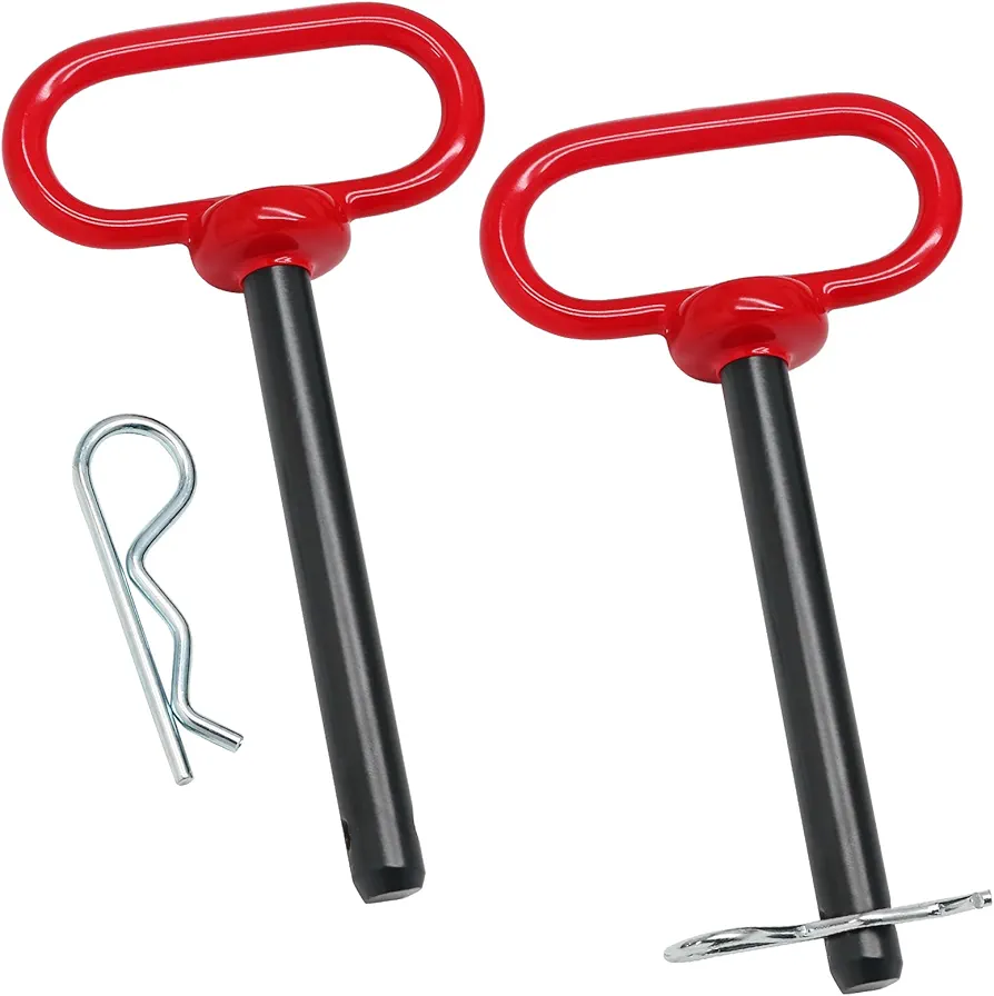 2Pcs Lawn Mower Trailer Hitch Pin 1/2 x 4 Inch Trailer Gate Pin, Heavy Duty Towing Hitch Pin with Rubber Coated, Garden Tractor Trailer Hitch Pin for ATV, Golf Cart, RV, Truck, Boat, Car