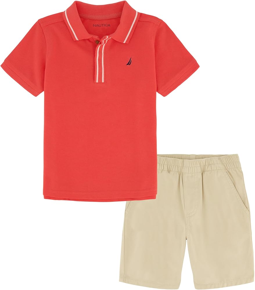 Boys Nautica 2 Piece Polo Woven Short Set