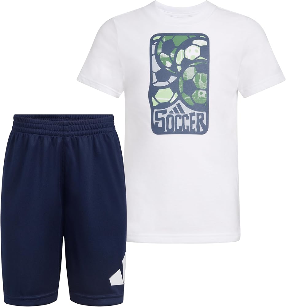 adidas Boys Short Sleeve T-shirt and Poly Shorts 2-piece SetTshirt Shorts Set