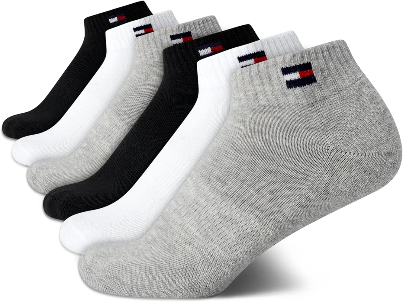 Tommy Hilfiger Boys' Athletic Socks - Performance Cushion Quarter Cut Ankle Socks (6 Pack)