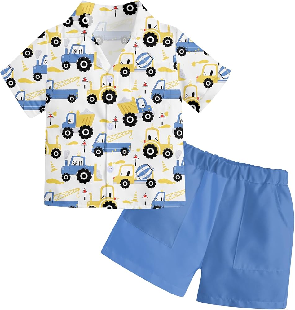 Belovecol Toddler Boy Summer Clothes Cute Shorts Outfits Lapel Collar Short Sleeve Shirt 2 Piece Sets 2-5T