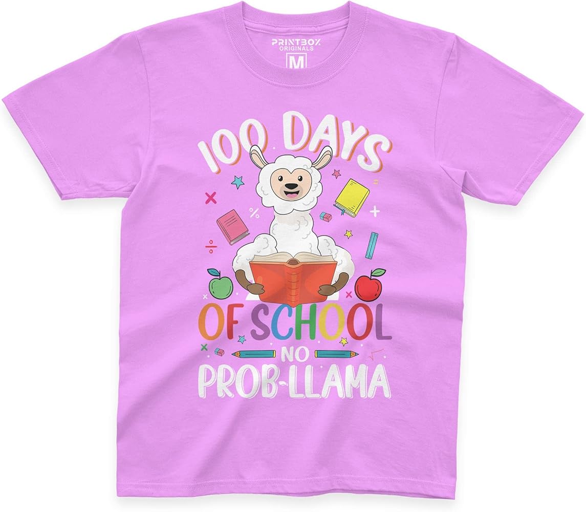 No Prob Llama Funny 100 Days of School Shirt for Boys and Girls, 100th Day of School Shirts T-Shirt Top