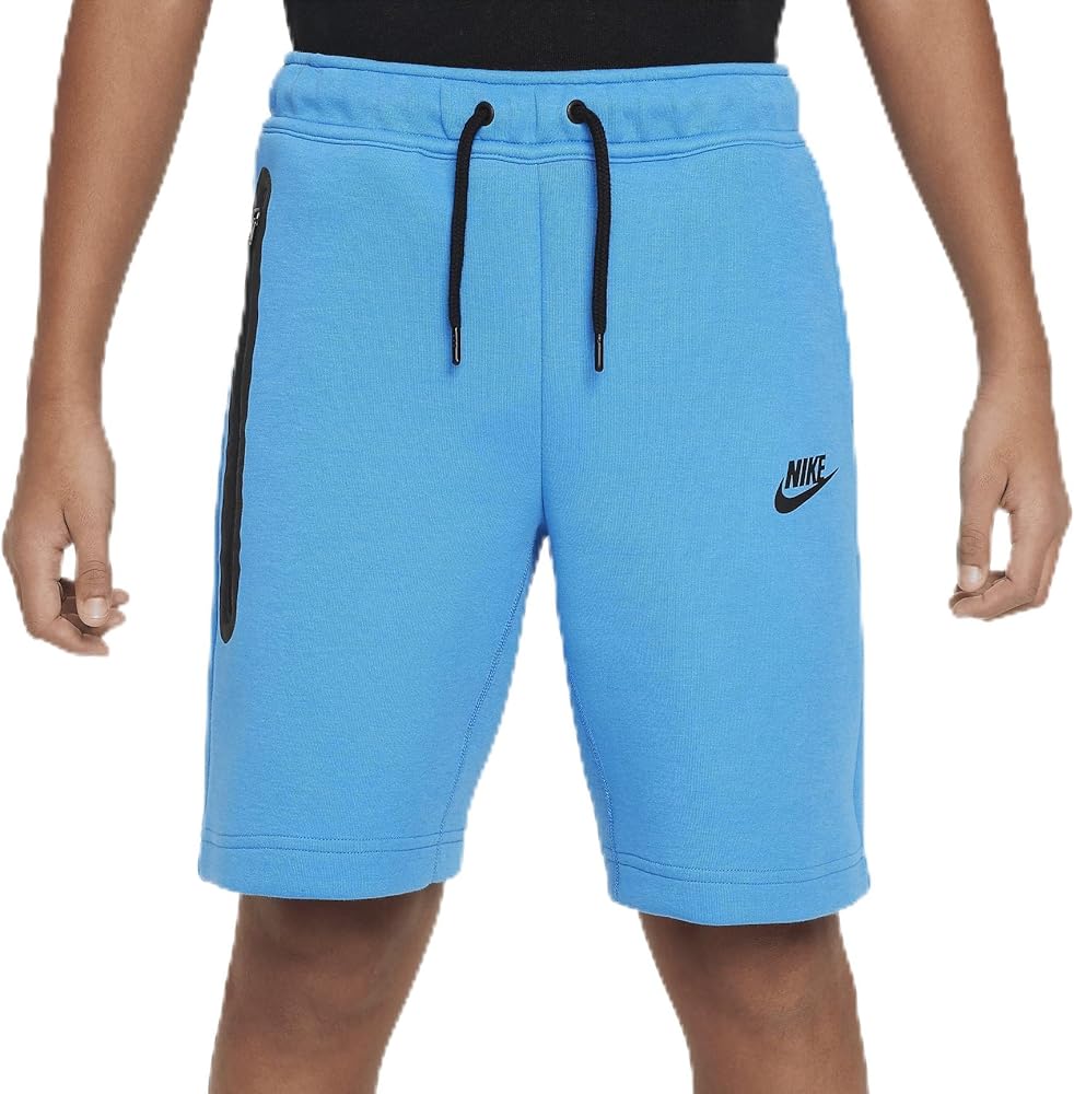 Nike Tech Fleece Big Kids' (Boys') Shorts (Light Photo Blue/Black/Black, FD3289-435) Size Large