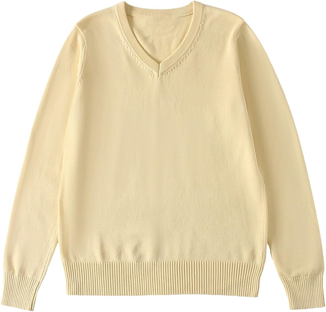 Long Sleeve Shirts for Girls Boy V Neck Solid Color Sweater Cardigan Long Sleeve Knit Tops for Girls