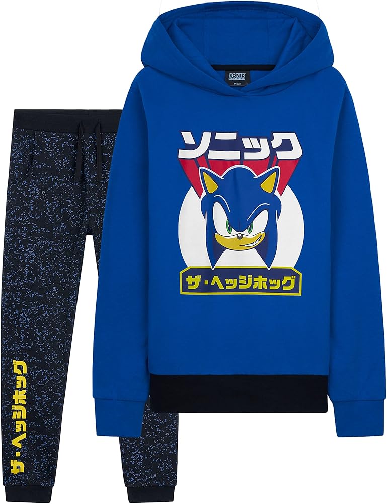 Sonic The Hedgehog Boys Tracksuit, Hoodie and Joggers Set for Kids 4-12 Years - Activewear Lounge Wear Sonic Gifts