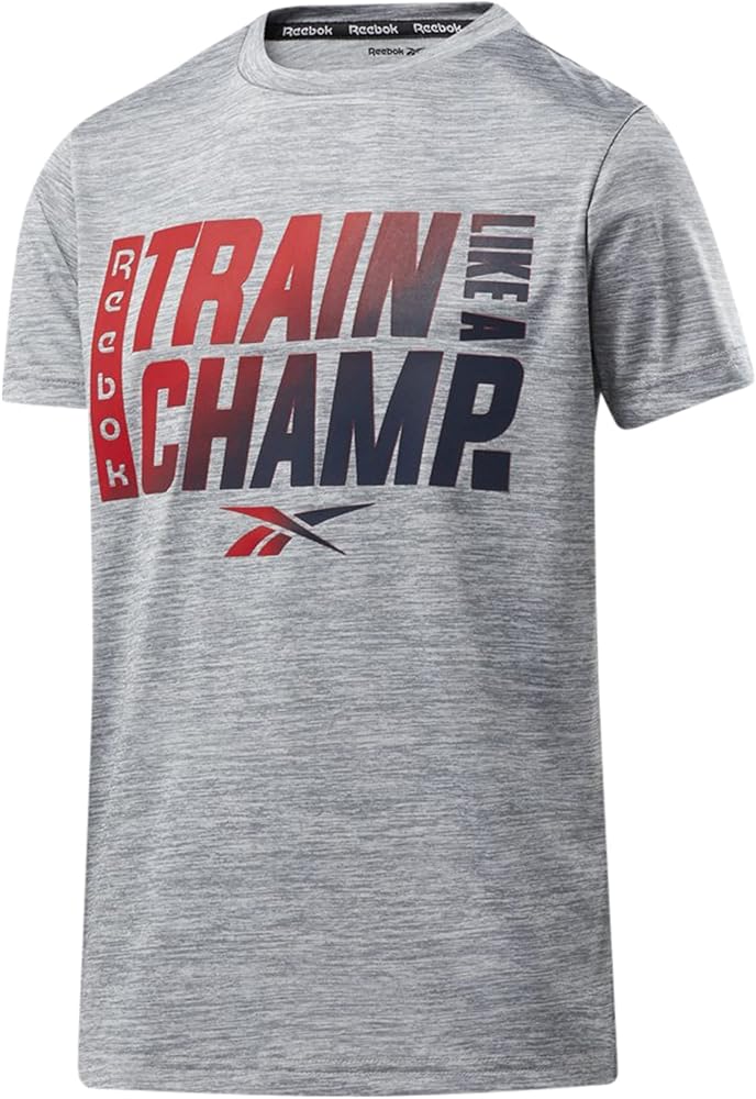 Reebok Boys Train Like A Champ Graphic T-Shirt, Grey, S